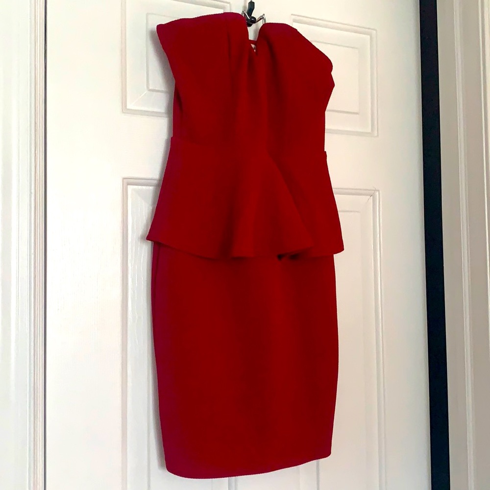 Red peplum cocktail dress sz small